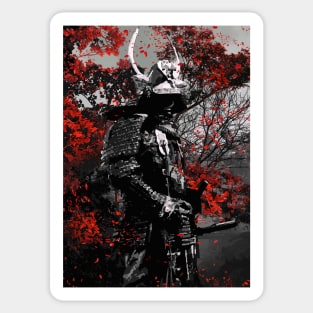 Samurai Red Flowers Sticker